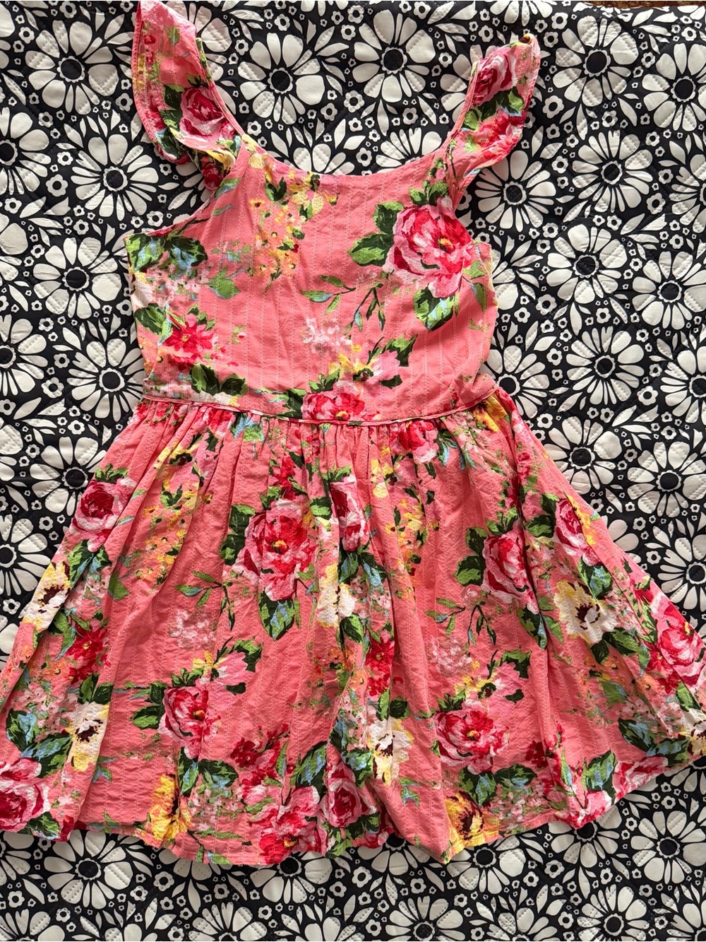 Zunie Pink Floral Ruffled Strap Summer Dress